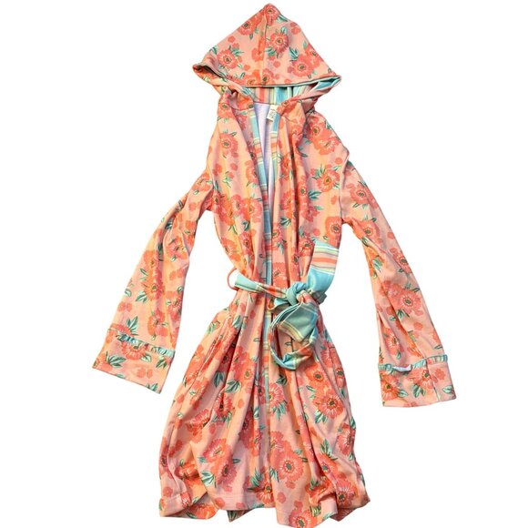 Matilda Jane Summer Showers Girls Floral Hooded Robe L 12-14 Peach - Picture 1 of 3